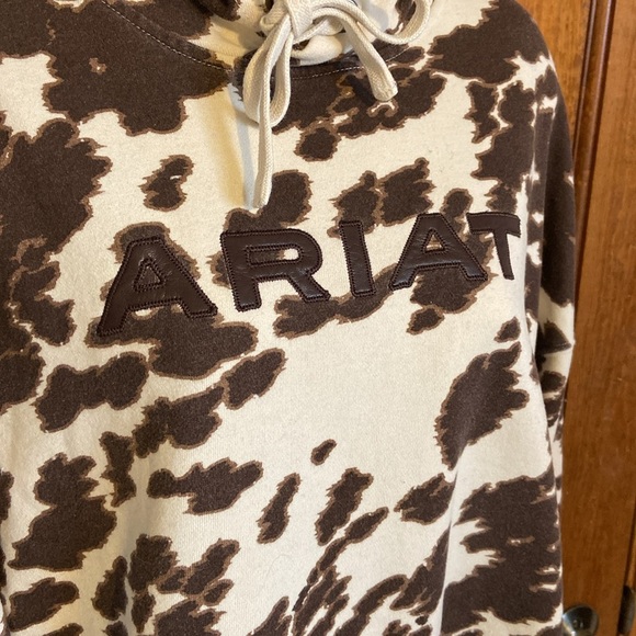Ariat Women's Real Pony Printed Hooded Brown/White Cropped Size Small - Picture 4 of 11